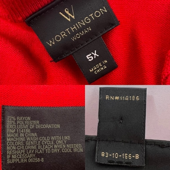 Worthington Red Cardigan Sweater Size 5X Open Front Long Line Grommet Details - Picture 8 of 9